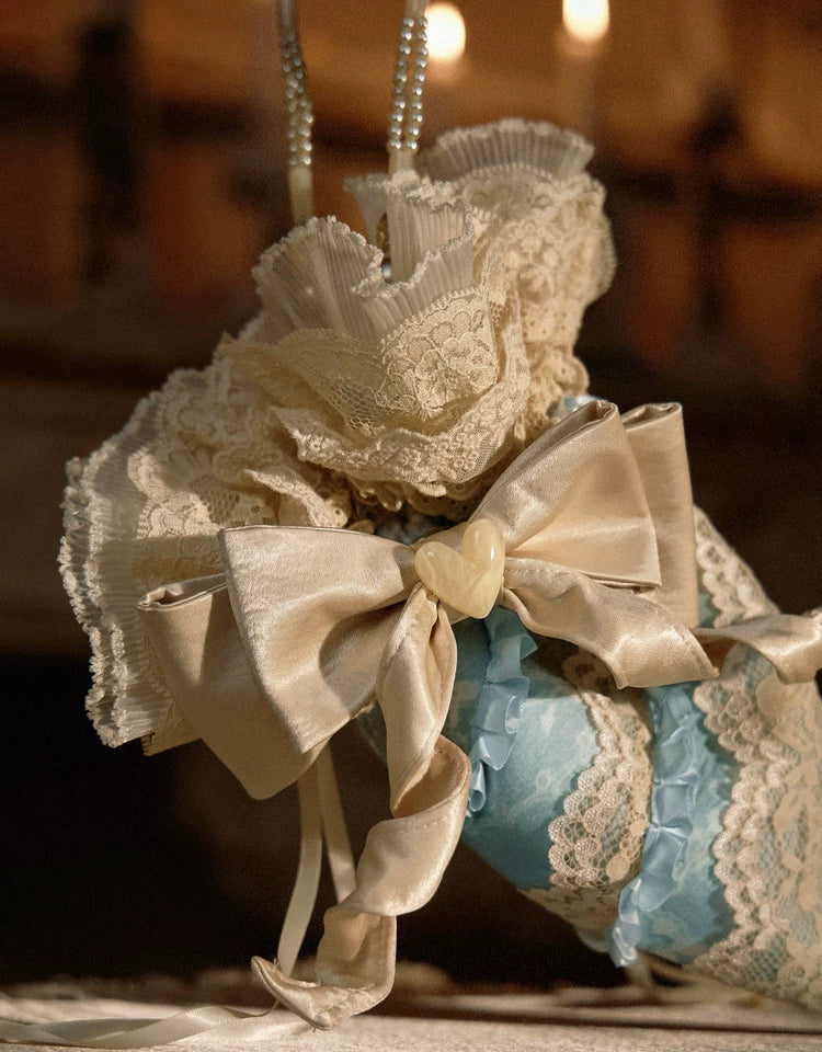 Lace Bow Cone Drawstring Handbag