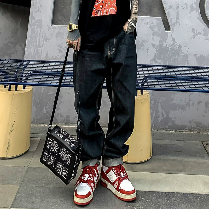 Midnight Fade Relaxed Straight‑Leg Jeans