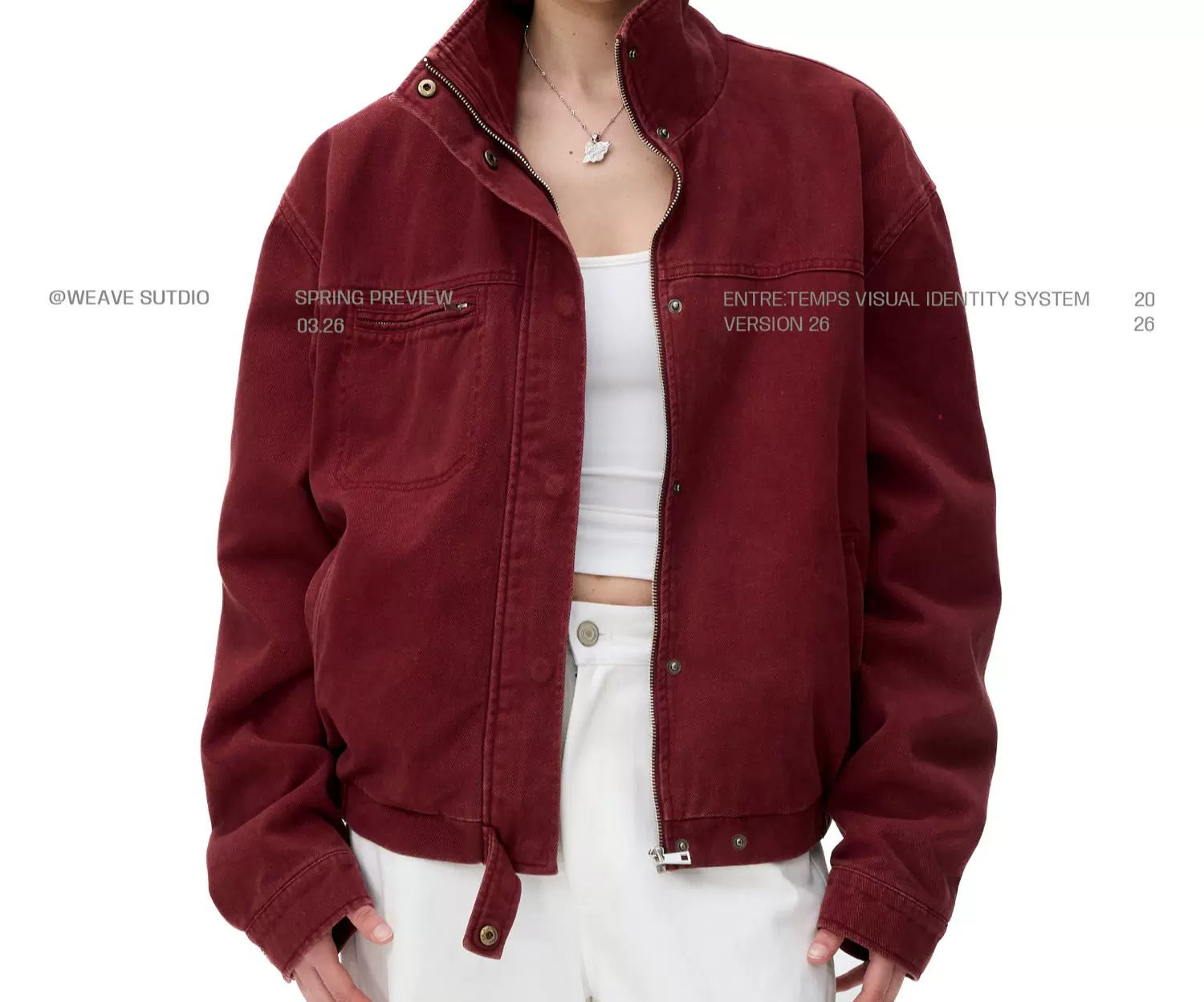 Crimson Crest High-Collar Jacket