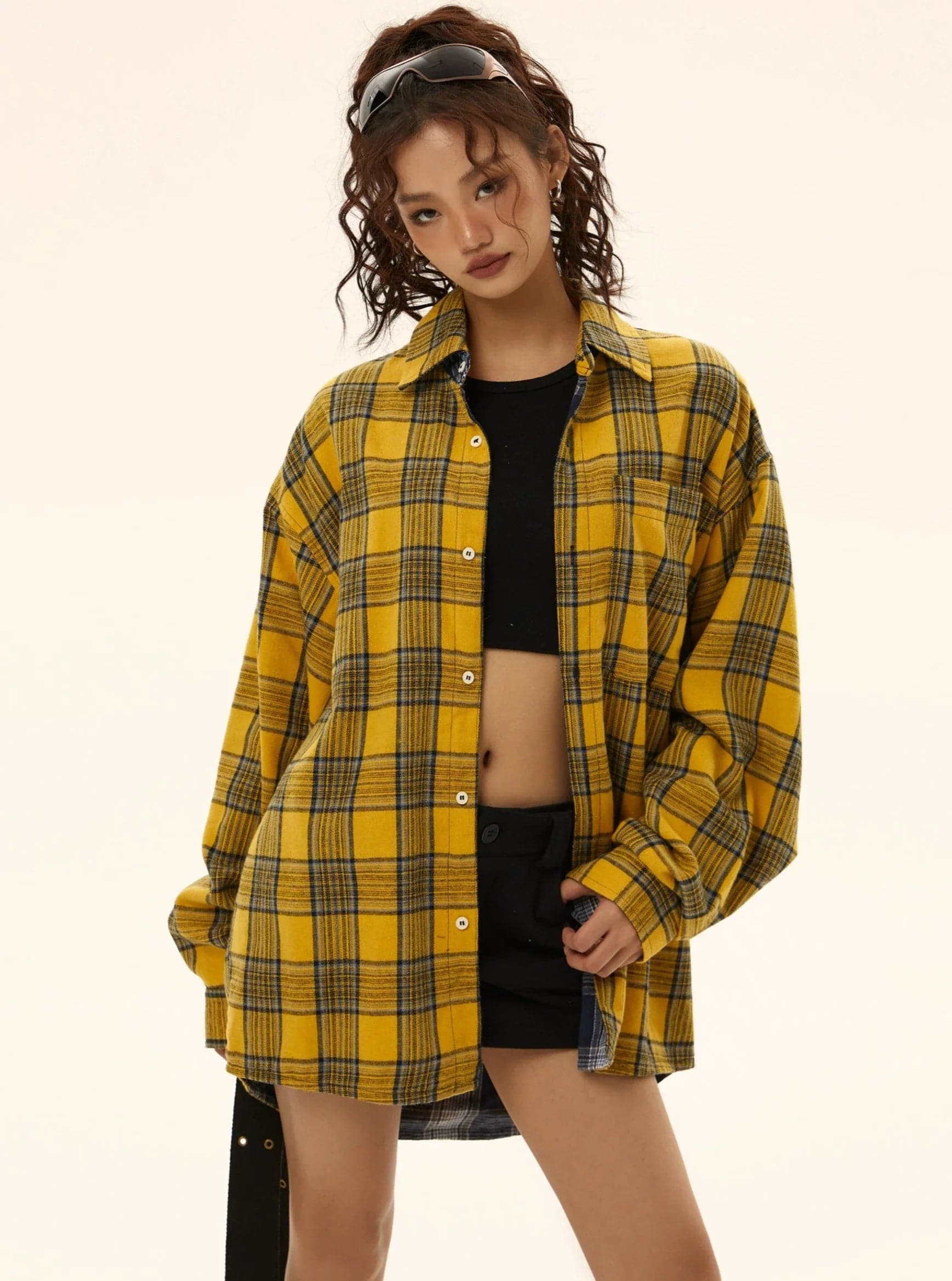 Dual-Layered Long Sleeve Shirt Jacket - chiclara