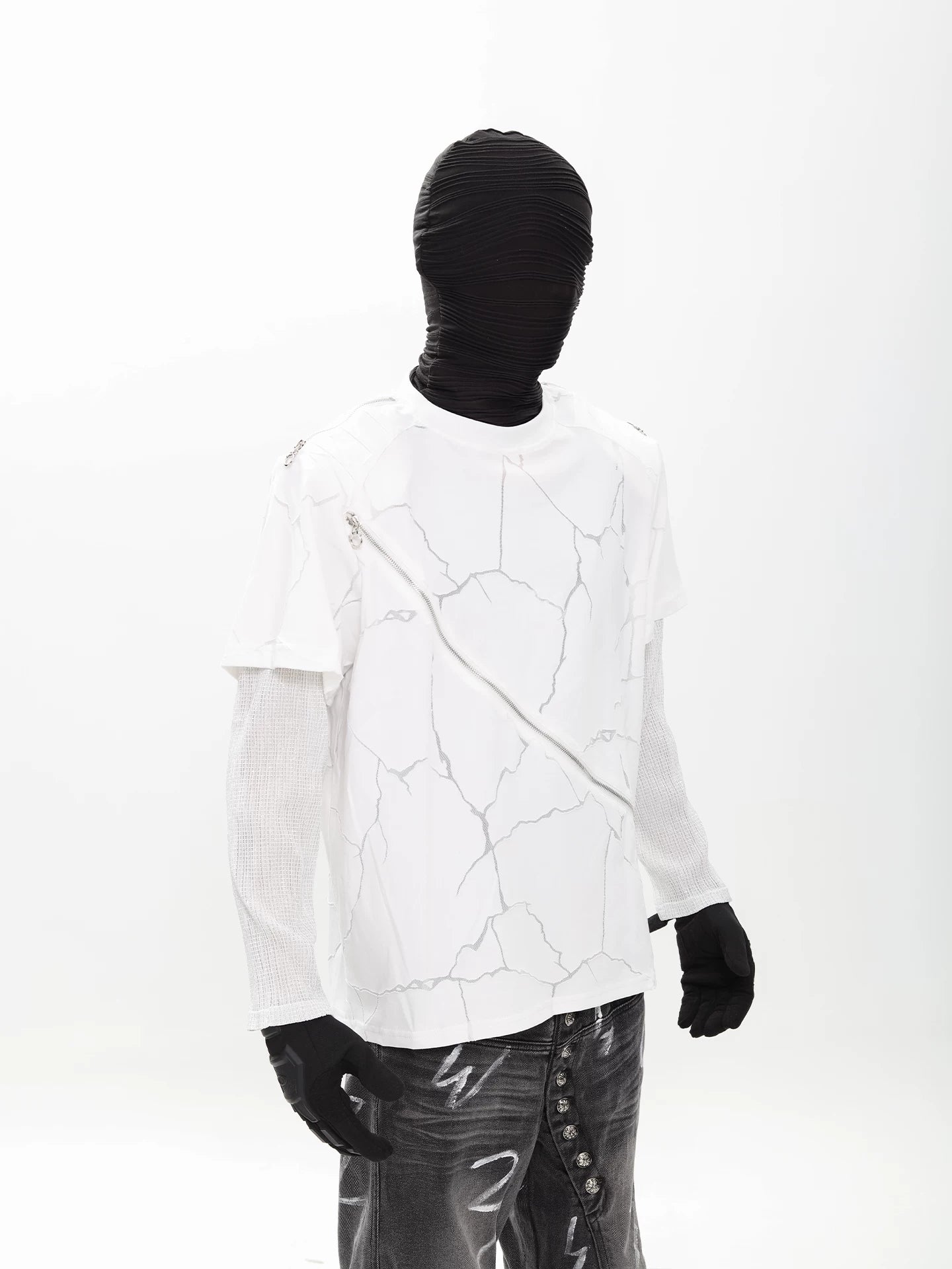 Faultline Diagonal Zip Layered Tee