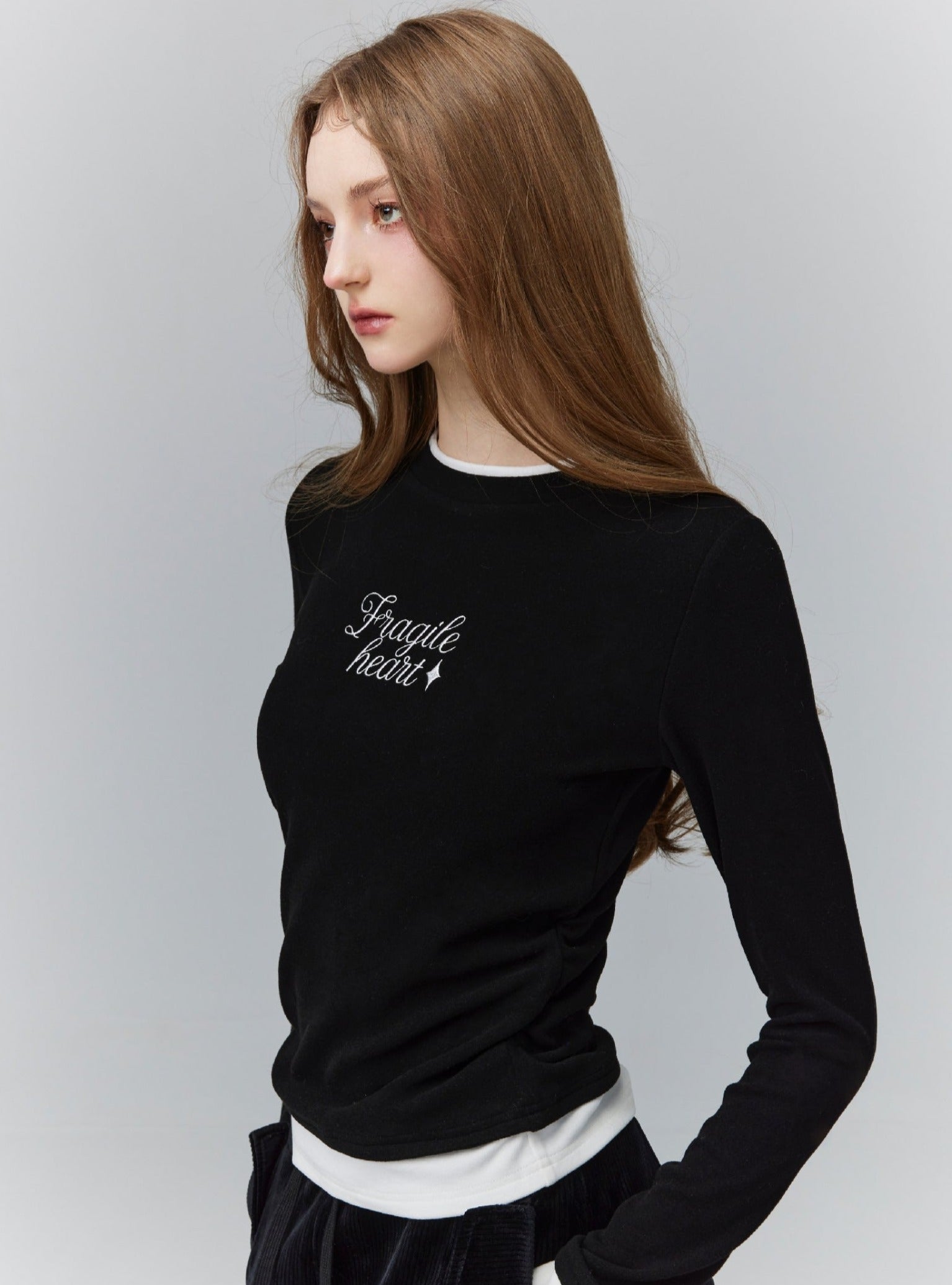 French Hearts Embroidered Long Sleeve Crop Top