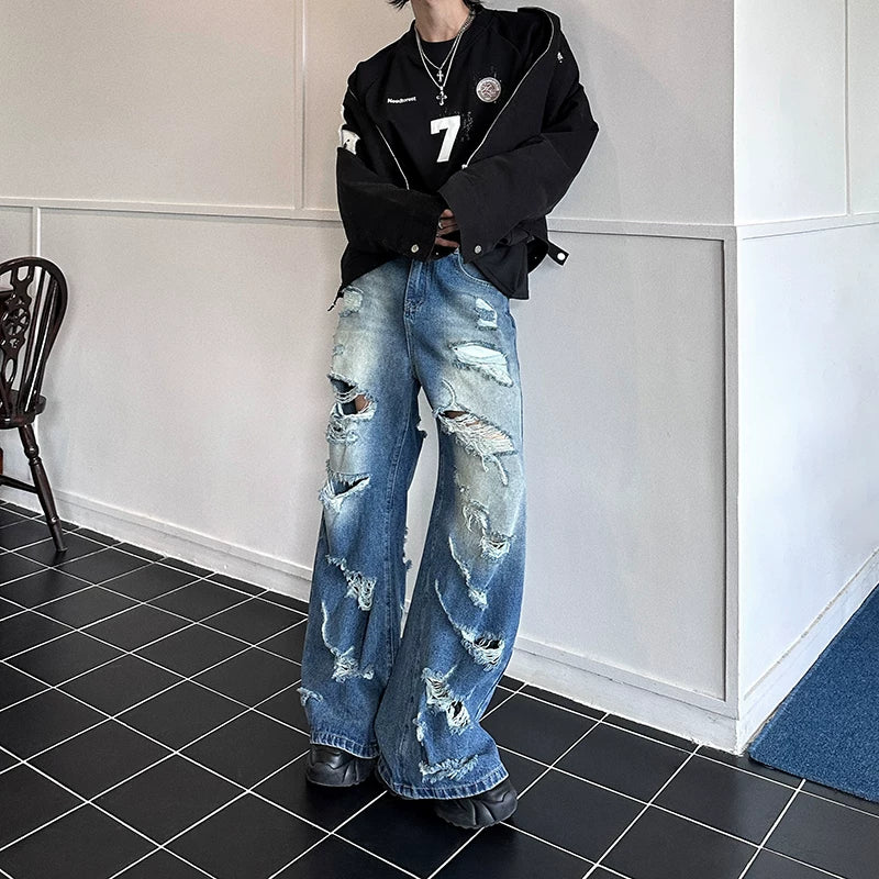 Ruinwave Super-Distressed Wide Cargo Jeans