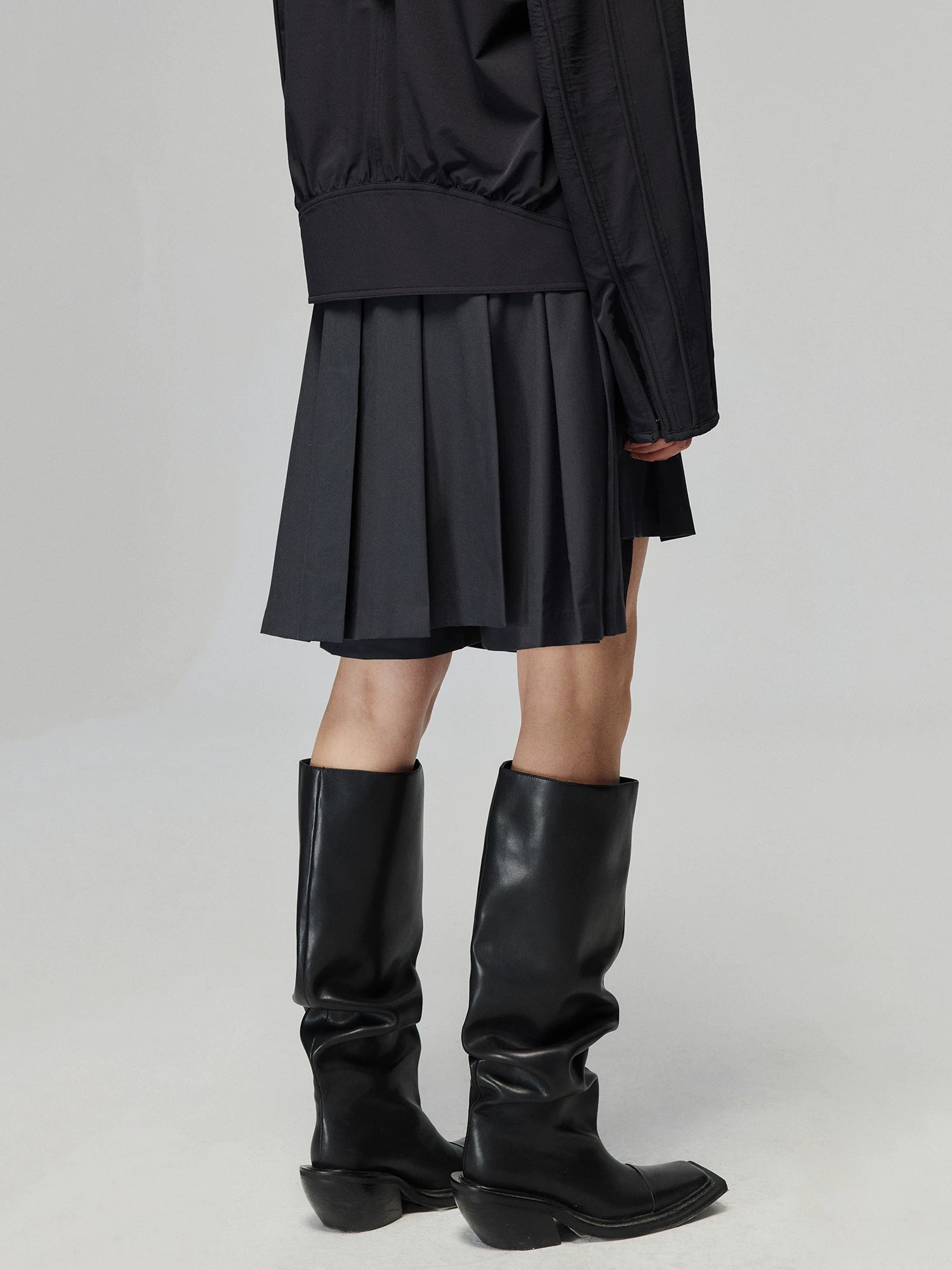 Asym Pleated Mini Skirt