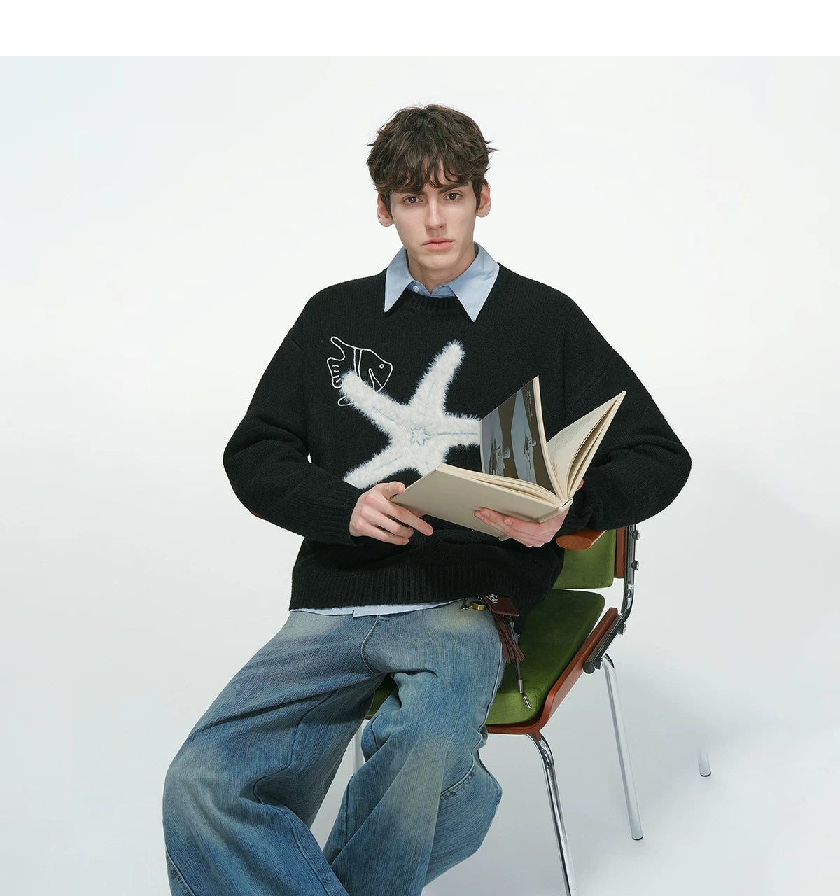 Seastar Sketch Fuzzy Knit Sweater