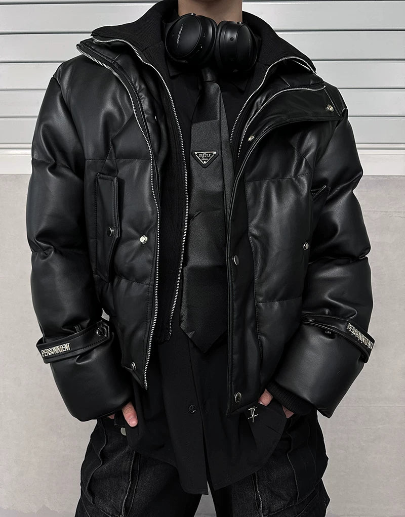 Nightcore Aegis Padded Leather Puffer Jacket