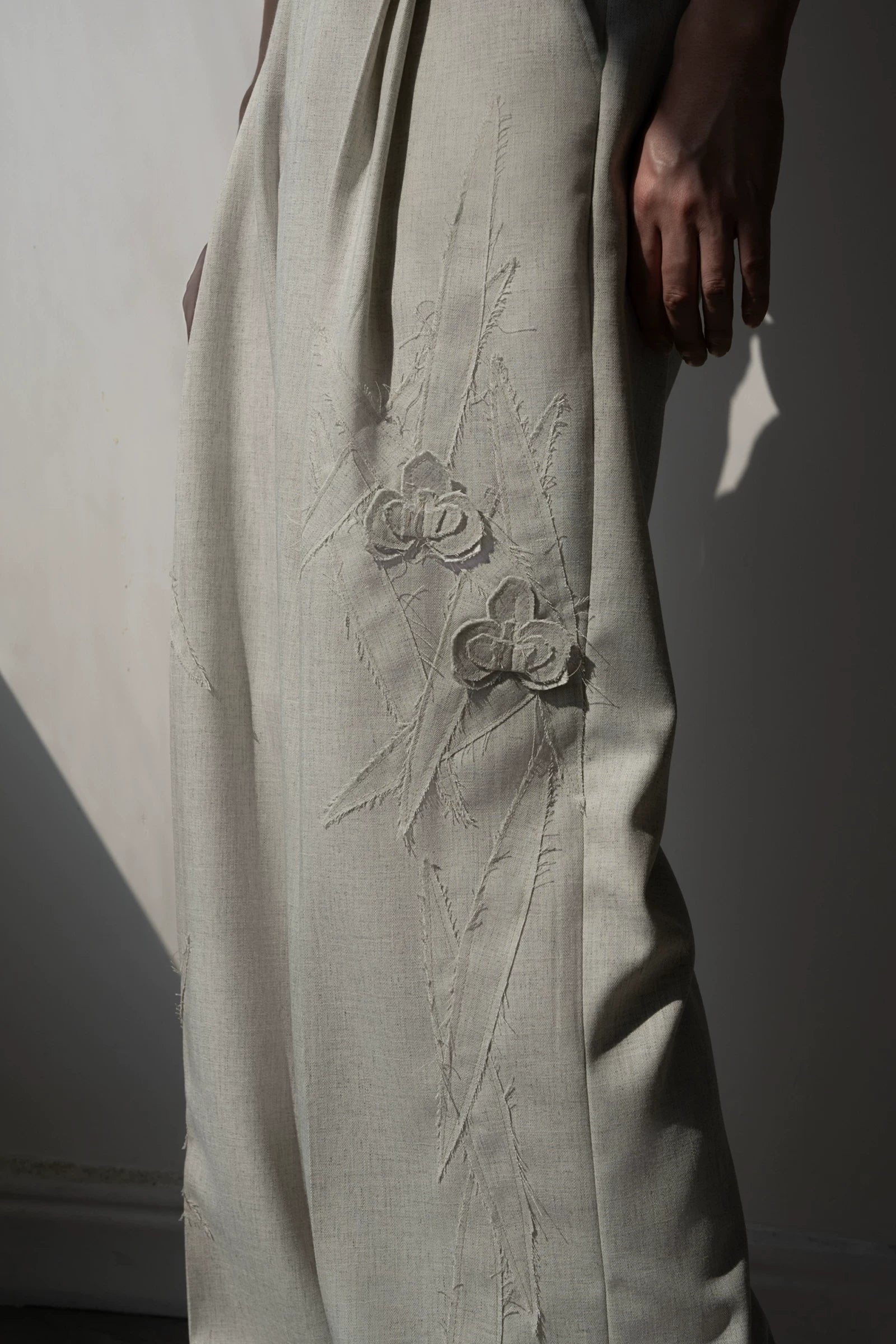 Morning Haze Linen Wide‑Leg Trousers