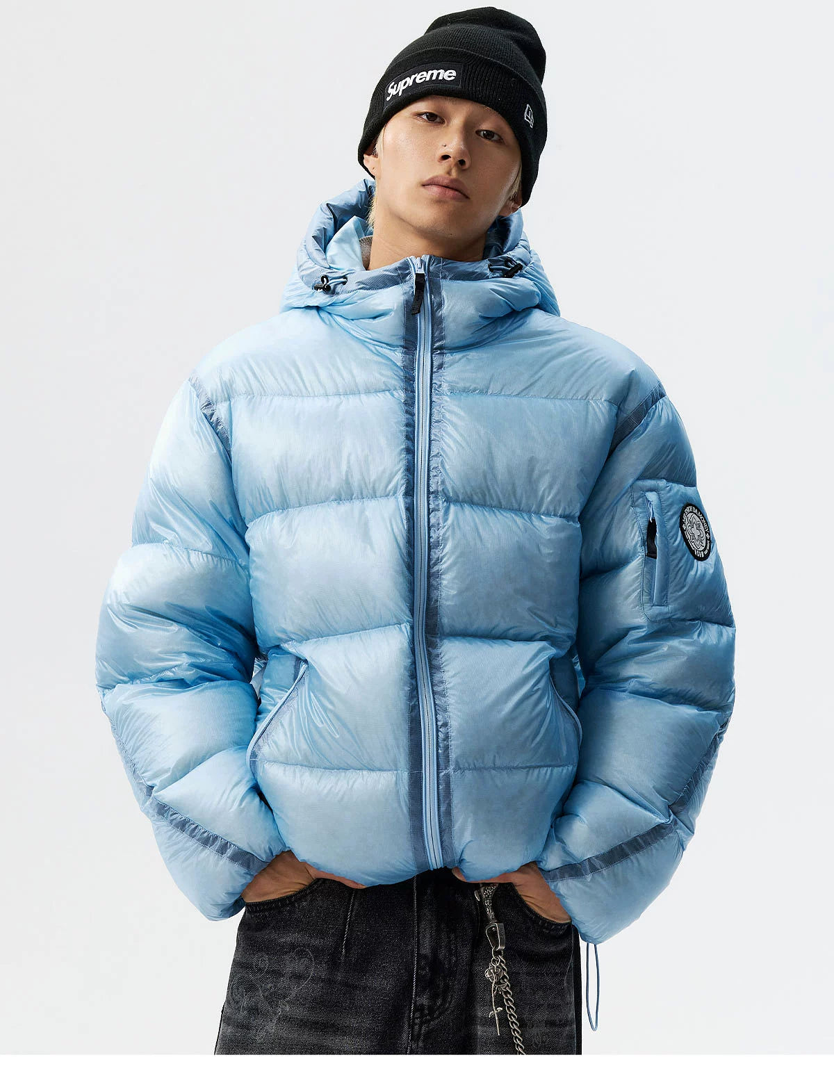 Glacier Halo Reflective Hooded Puffer Jacket