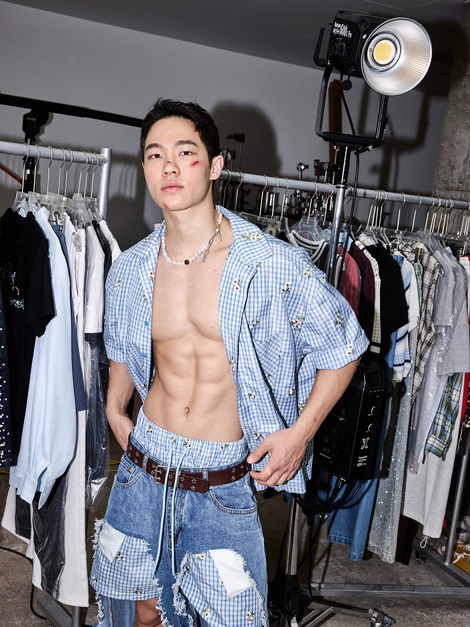 Extreme Cutout Layered Panel Denim Pants