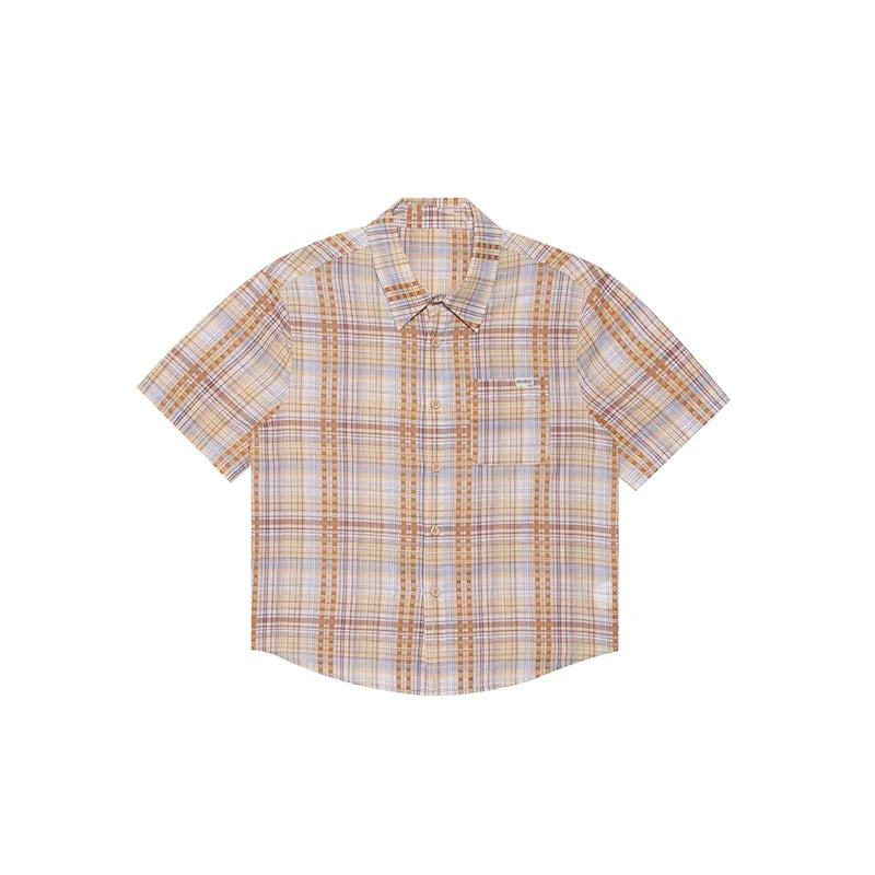 Vibrant Plaid Button-Up Shirt - chiclara