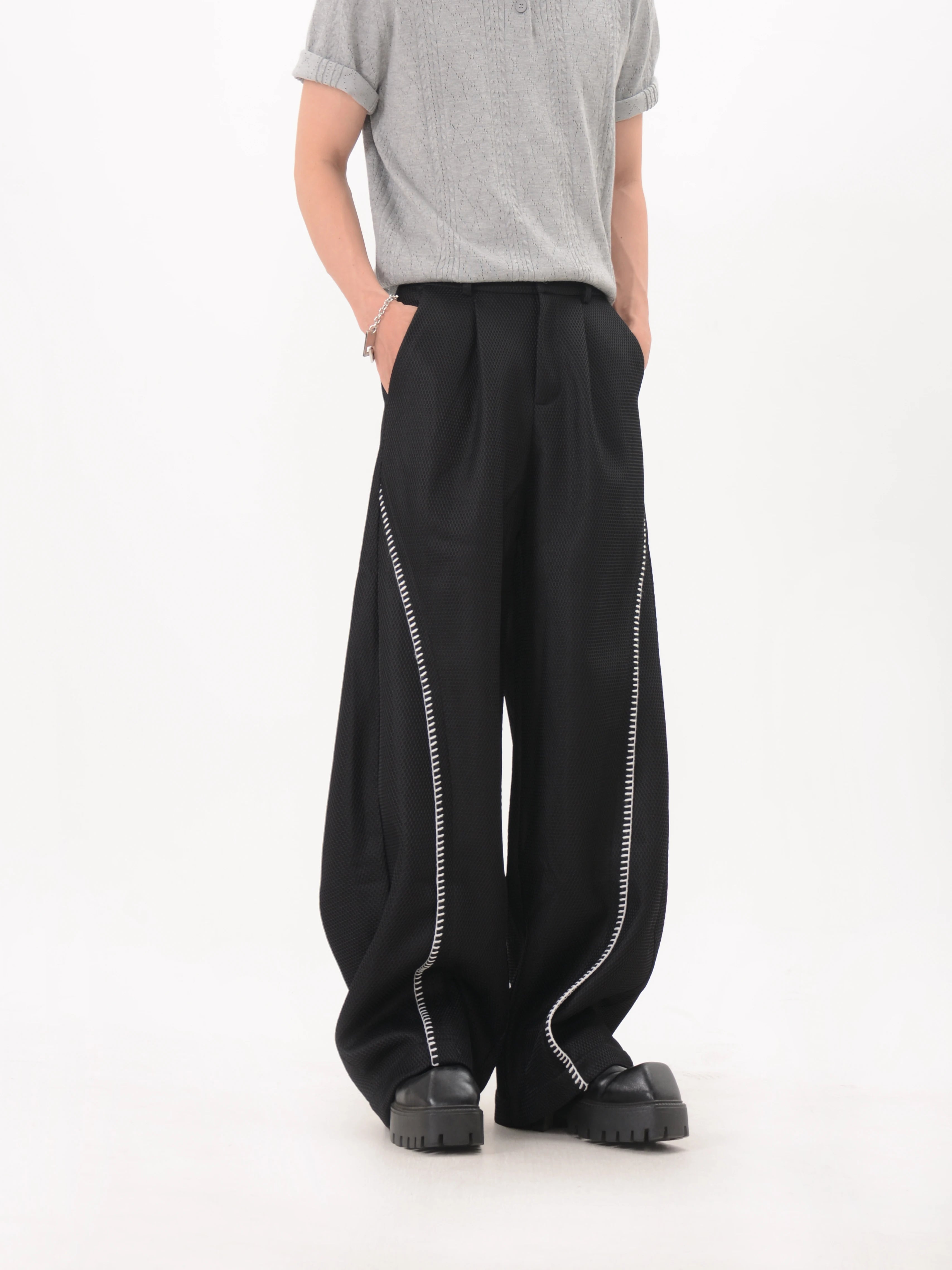 Curve Mesh Wide Trousers
