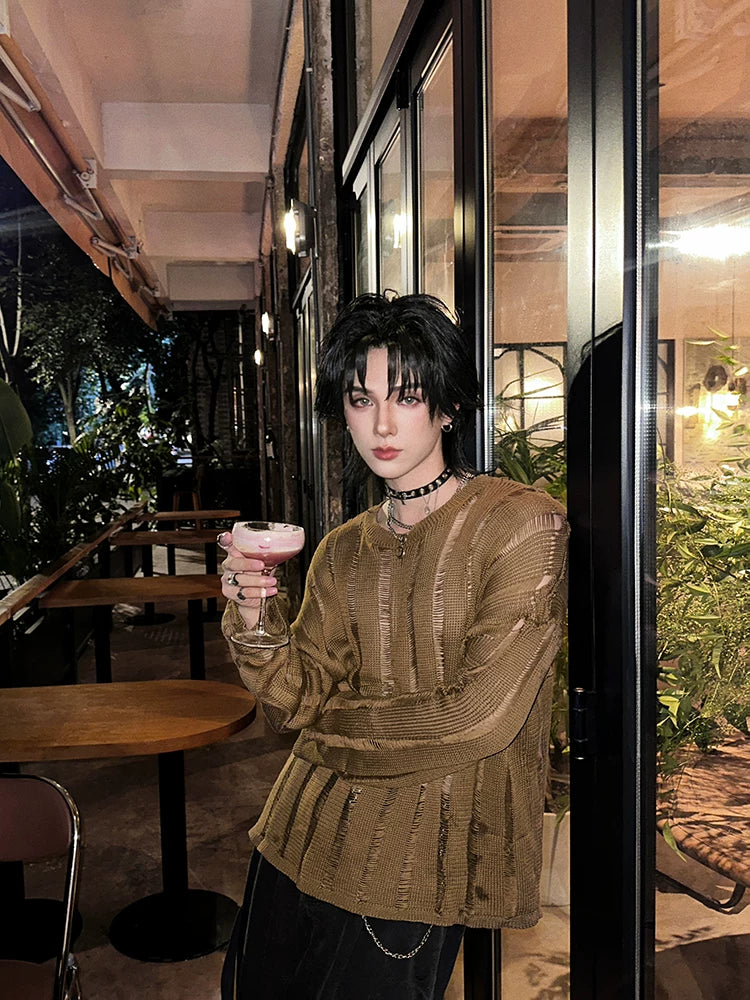 Rustveil Shredded Nightfall Knit Sweater