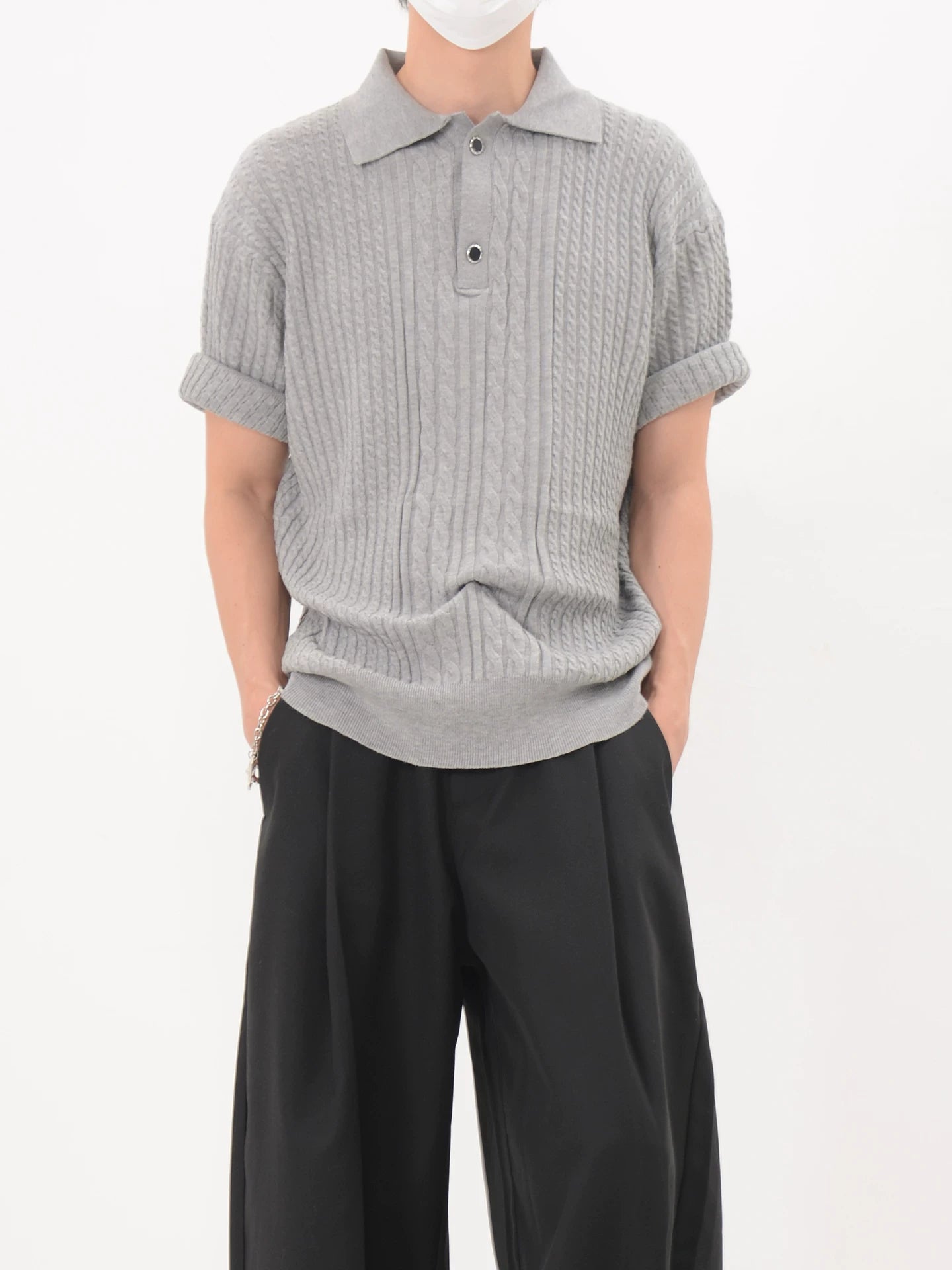 Cable Ridge Knit Polo