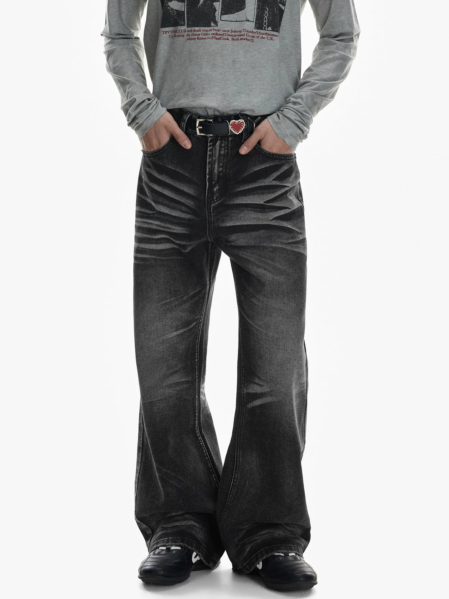 Midnight Crest Faded Flare Jeans