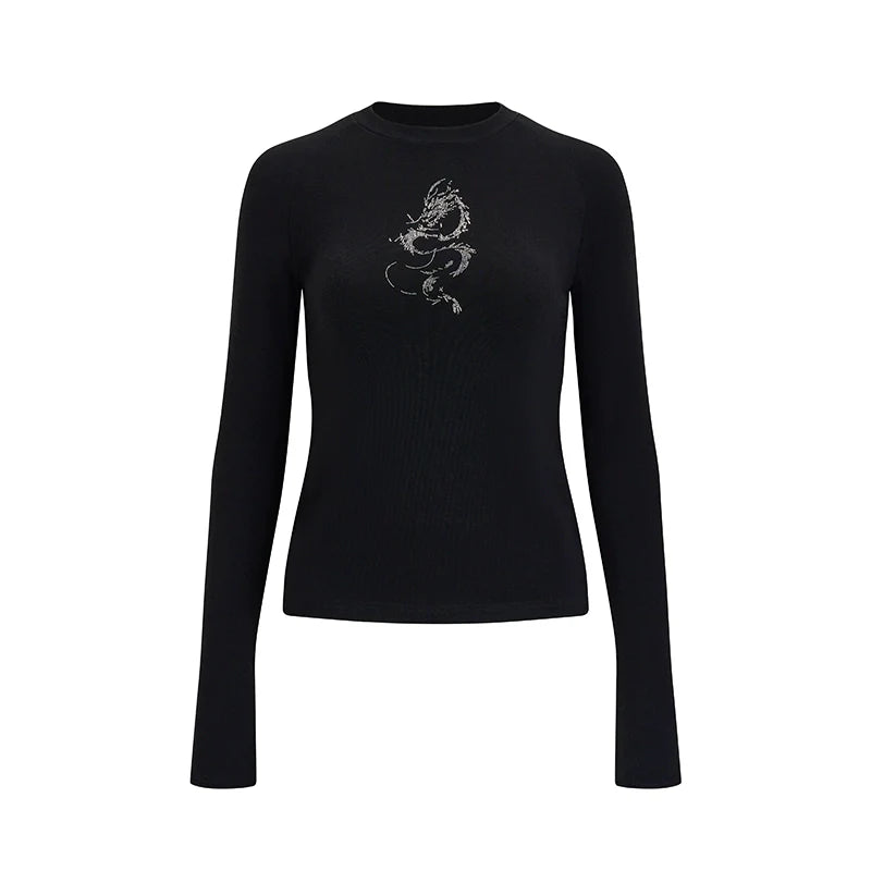 Dragon Embroidered Black Sweatshirt