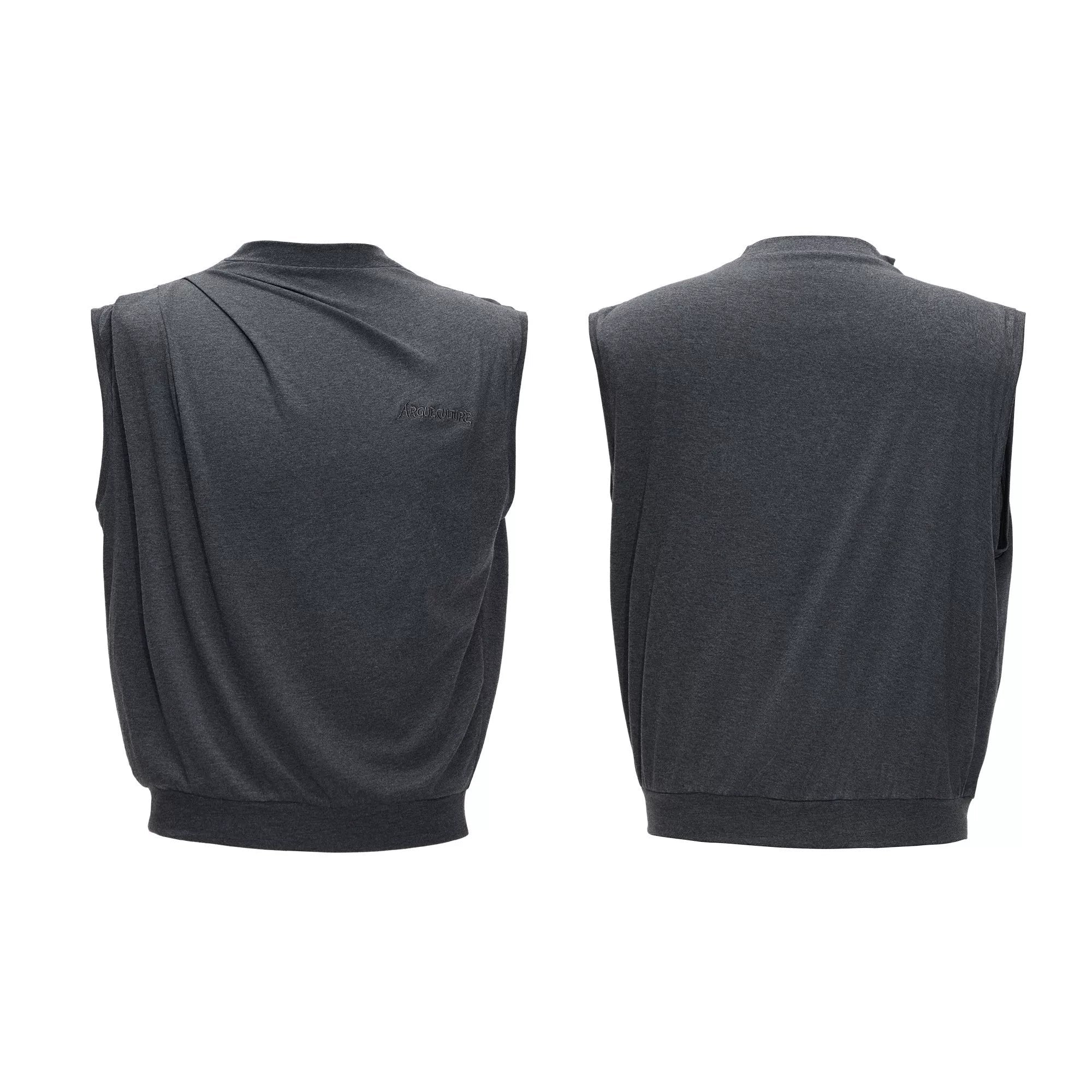 Sleeveless Mock Neck Draped T-Shirt
