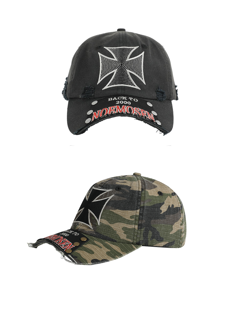 Iron Cross Distressed Brim Patch Cap