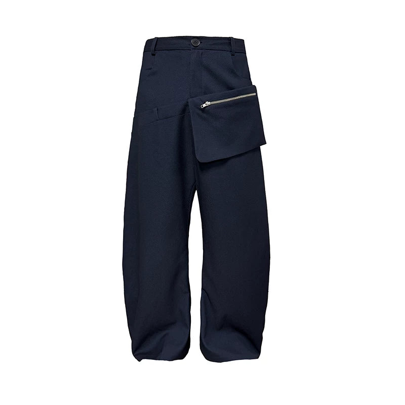 Oversized Zippered Hip Pocket Wide-Leg Trousers