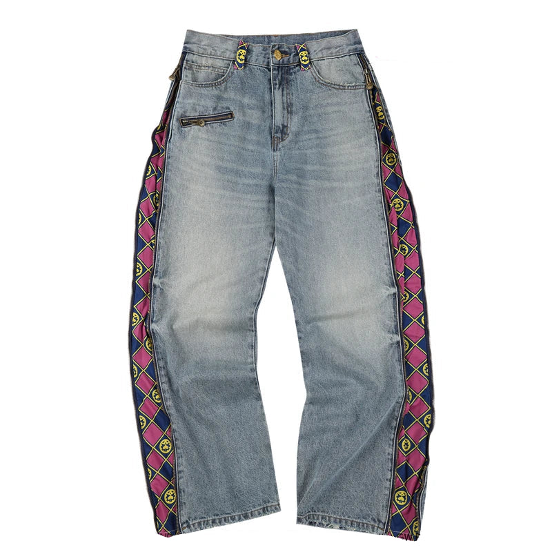 JOJO Collaboration Wide-Leg Side-Zip Jeans