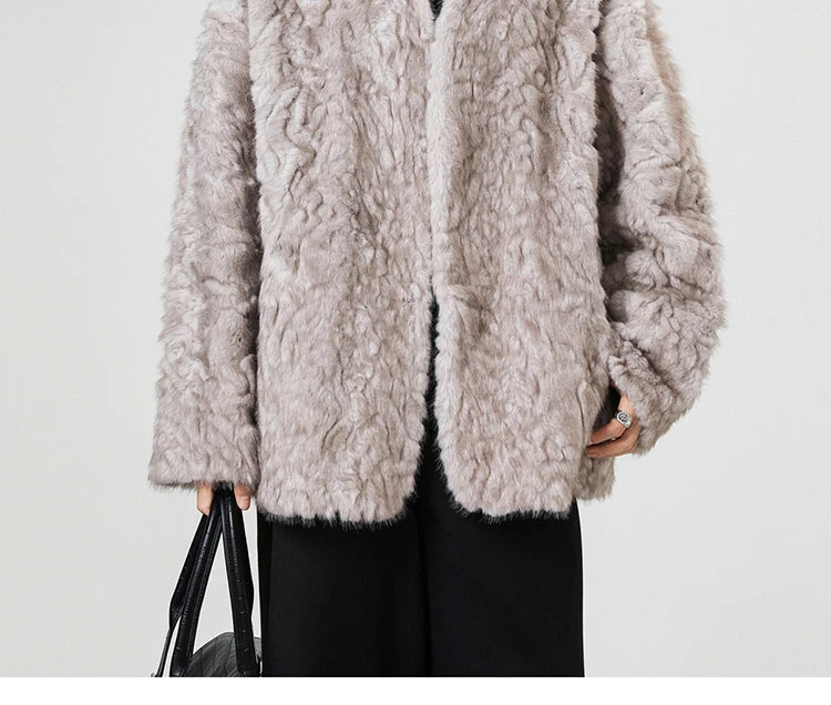 Midnight Cloud Faux-Fur Cocoon Jacket