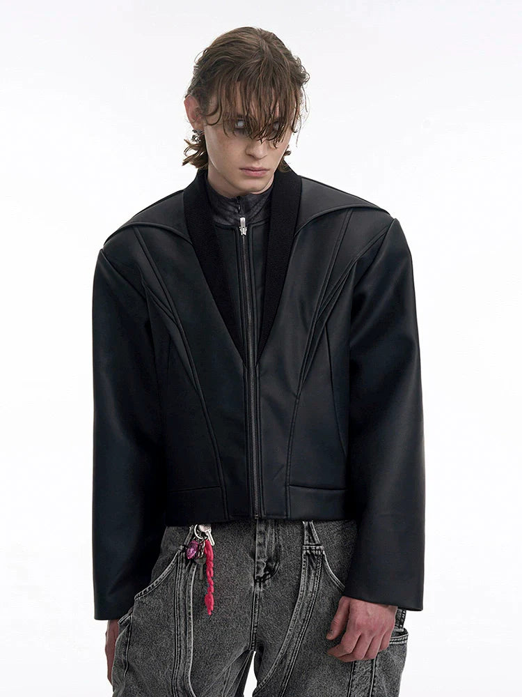 Structured Noir Bomber Jacket