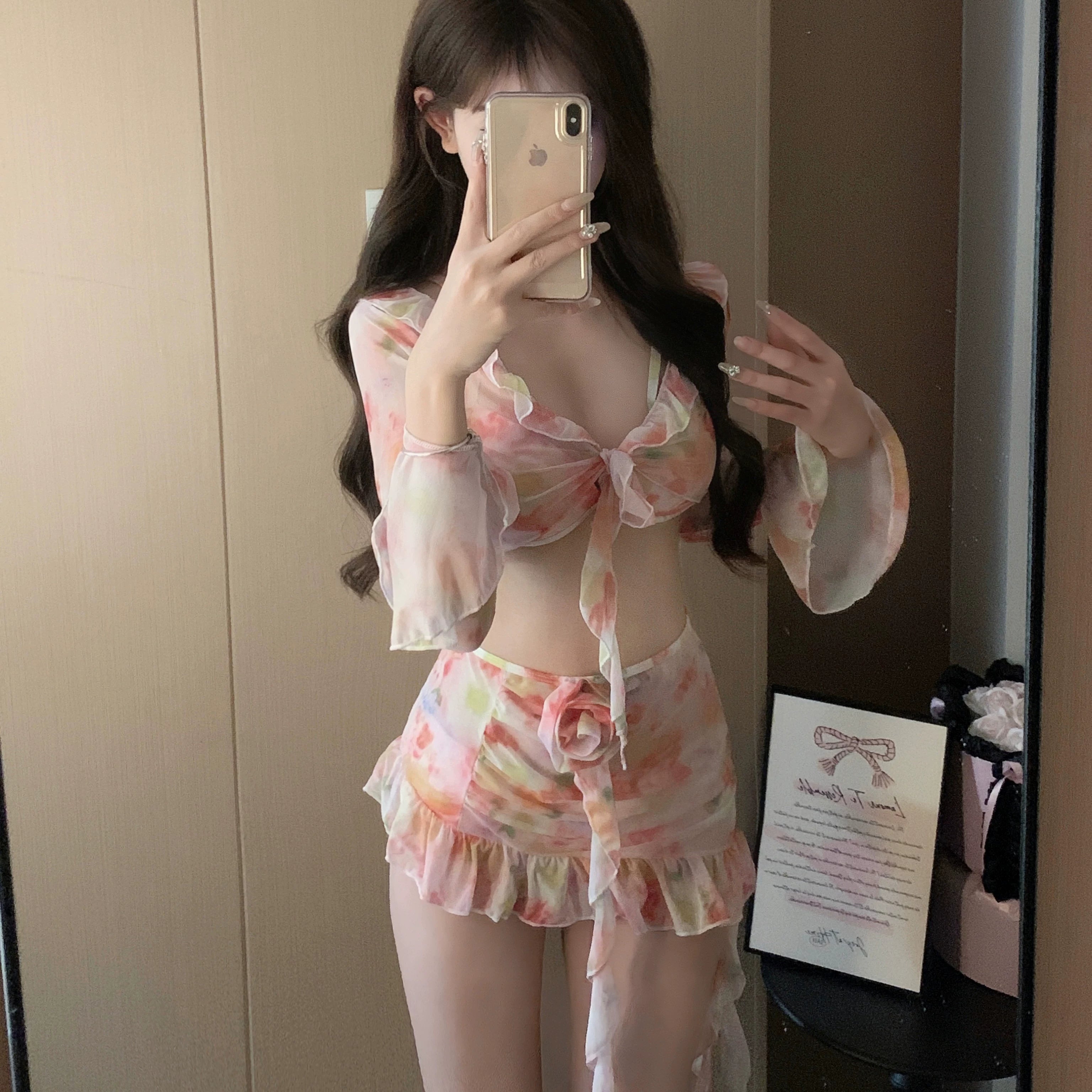 Watercolor Whisper Ruffle Chiffon Swim Set