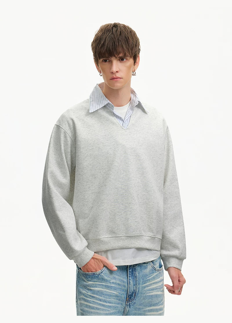 Scholarly Layered V‑Neck Sweatshirt