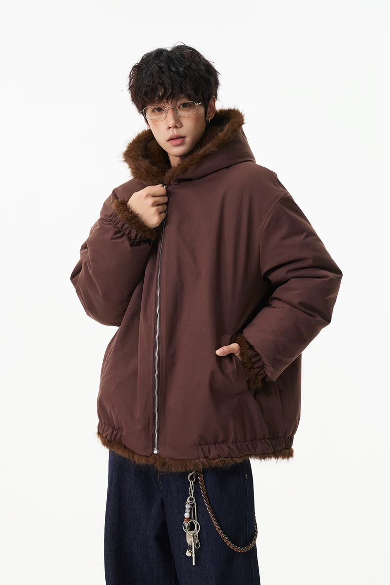 Glacier Haze Faux-Fur Hoodie Coat