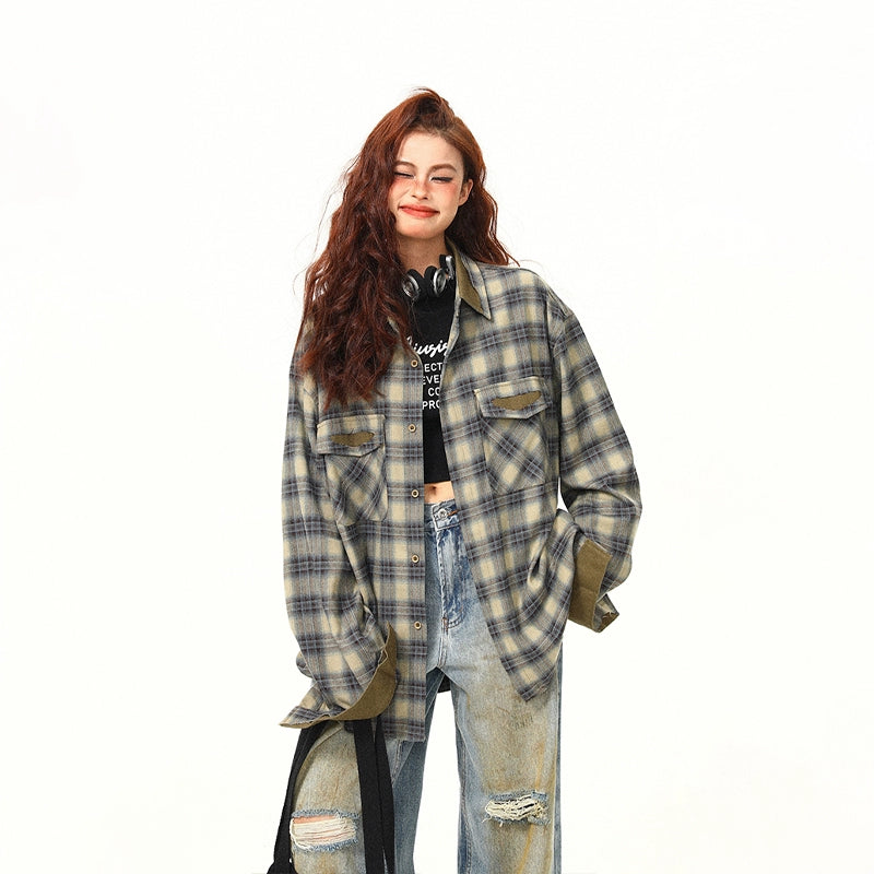 Oversized Plaid Flannel Street Shirt