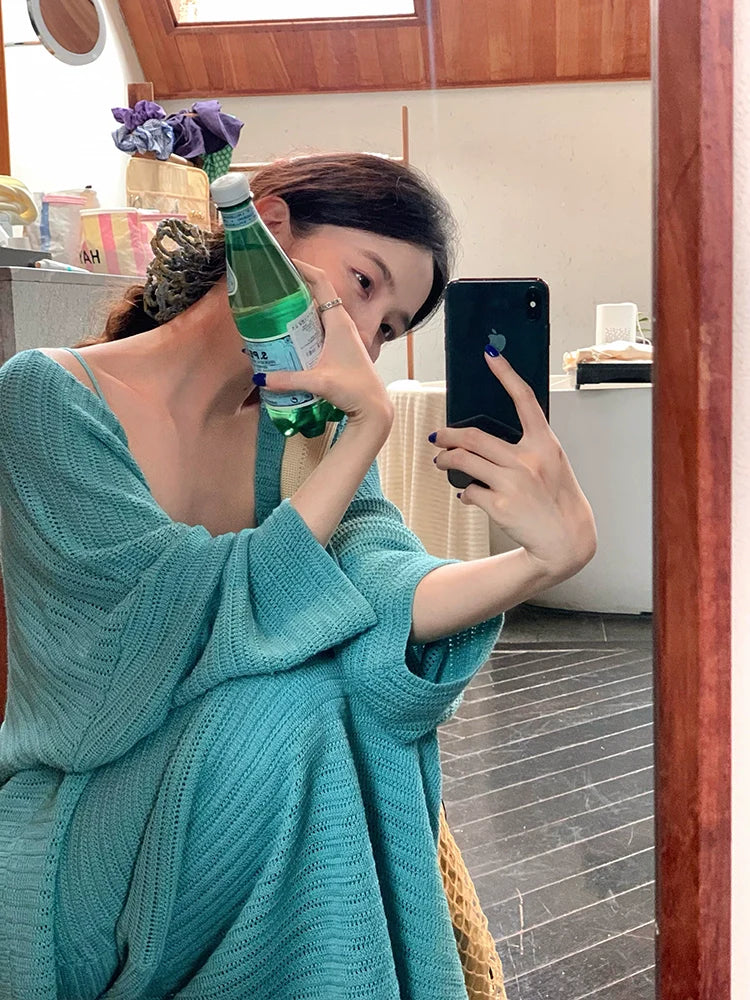 Two-Piece Top and Knit Maxi Skirt Setup