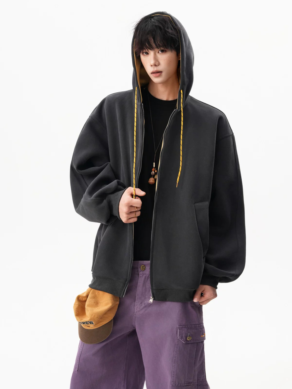 Echo Cord Contrast Zip Hoodie