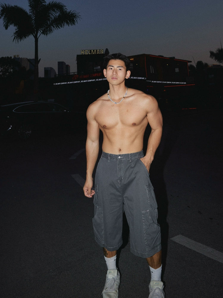 Baggy Washed Utility Cargo Shorts