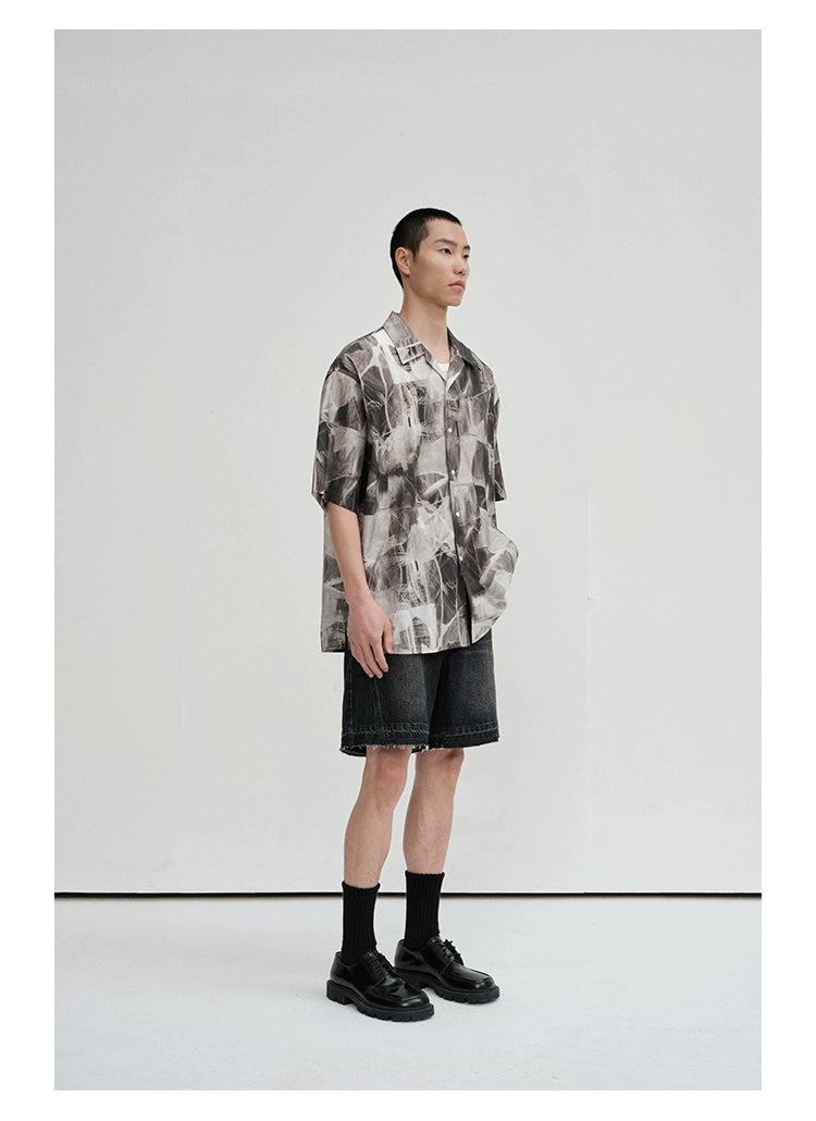 Ink Wash Print Shirt/Dress