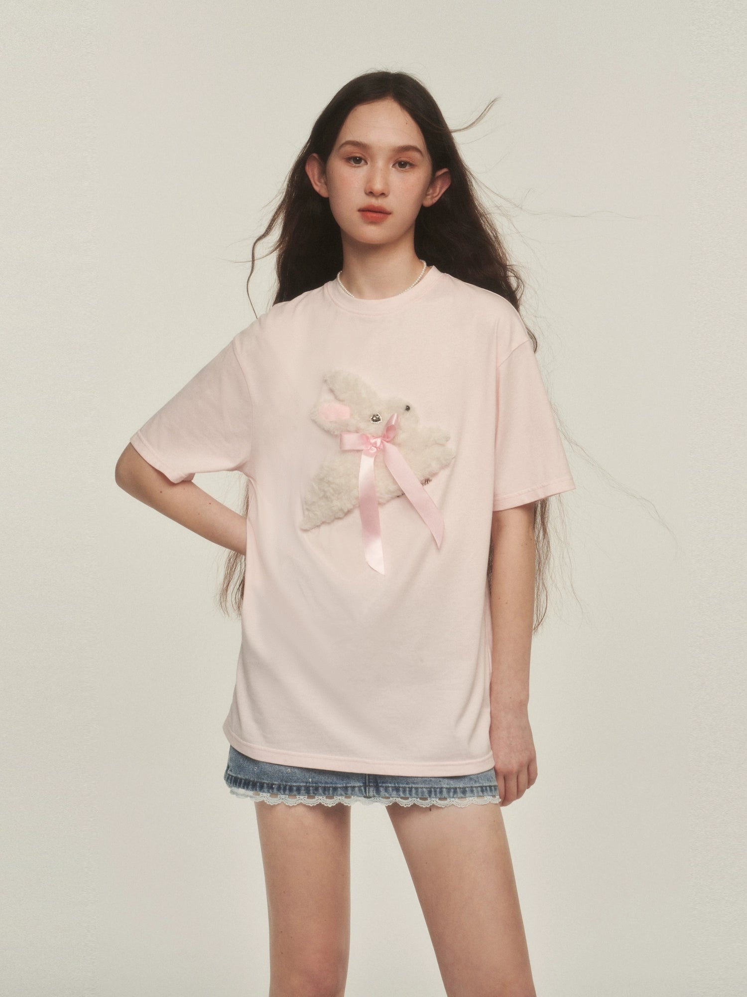 Plush Bunny Appliqué T-Shirt