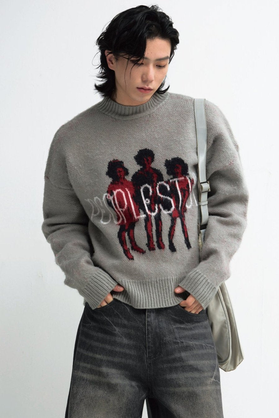 Men's Gray Casual Warm Pullover Sweater