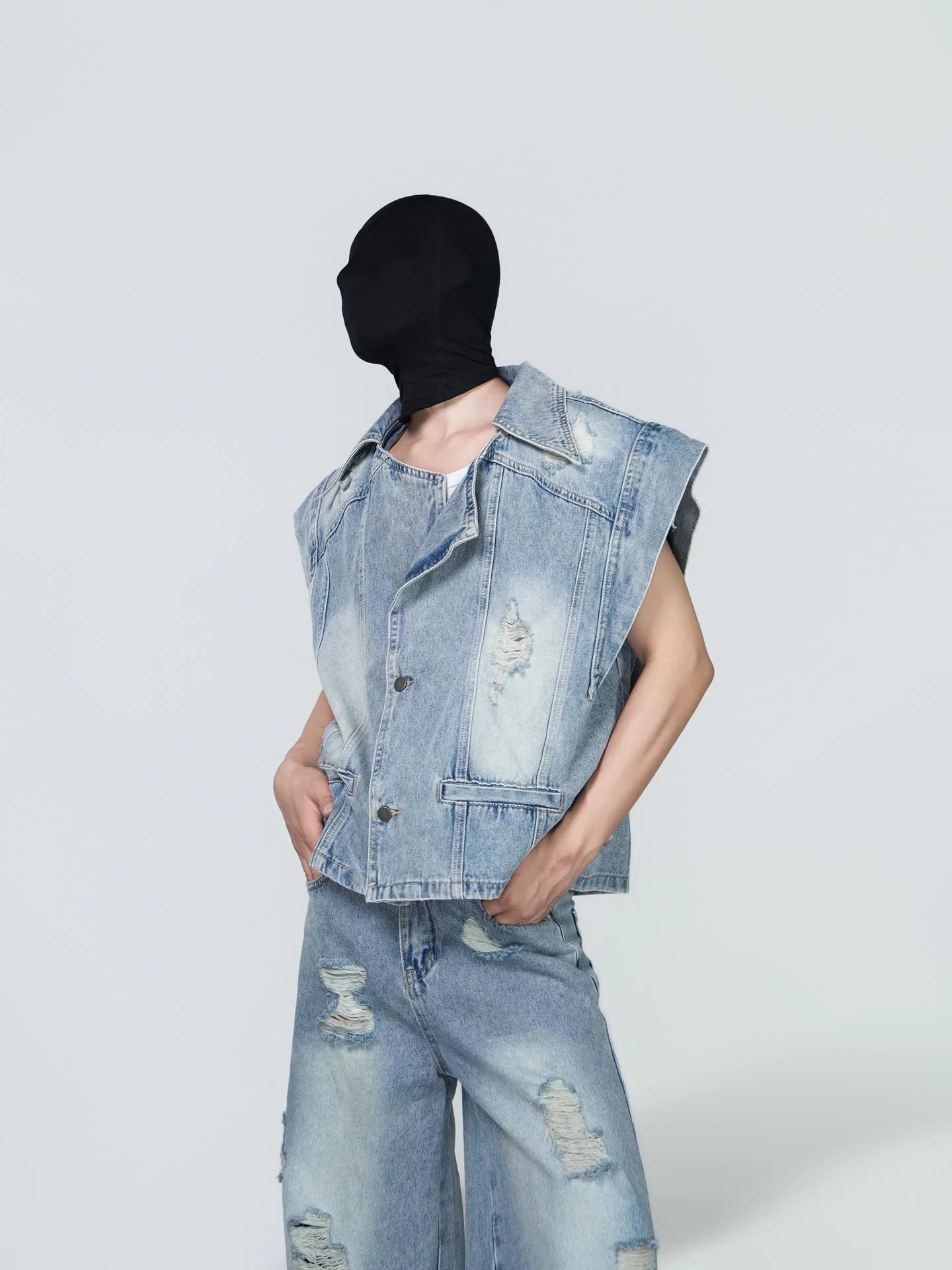 Glacier Shard Oversized Cutoff Denim Vest