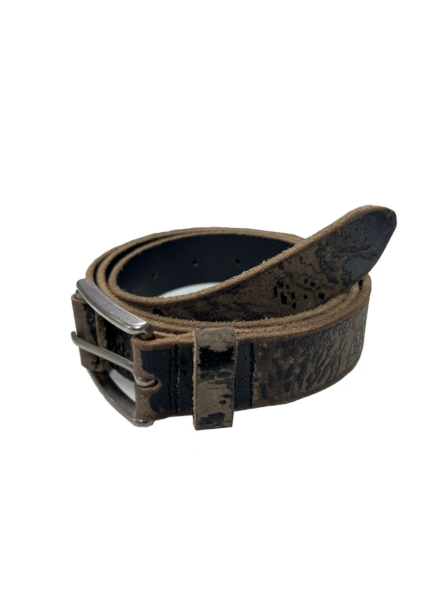 Distressed Pattern Leather Belt