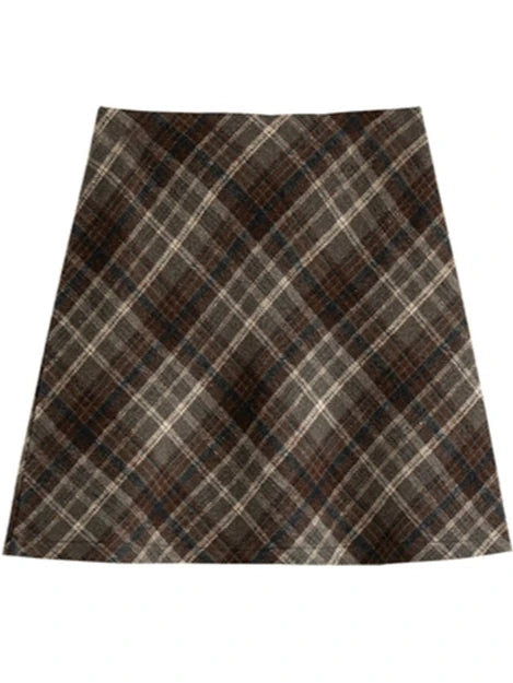 High-Waisted Plaid Skirt