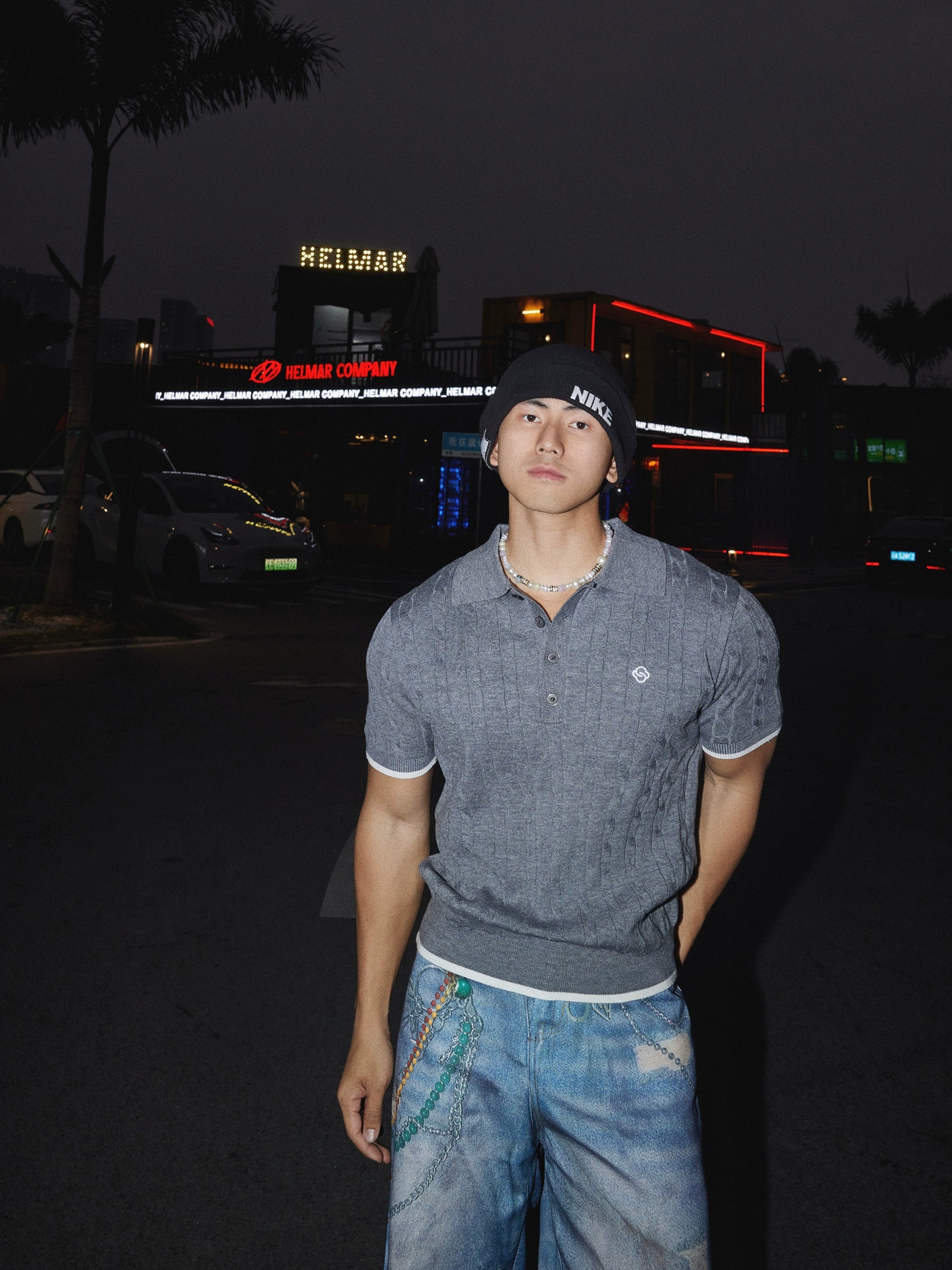 Textured Knit Polo Shirt