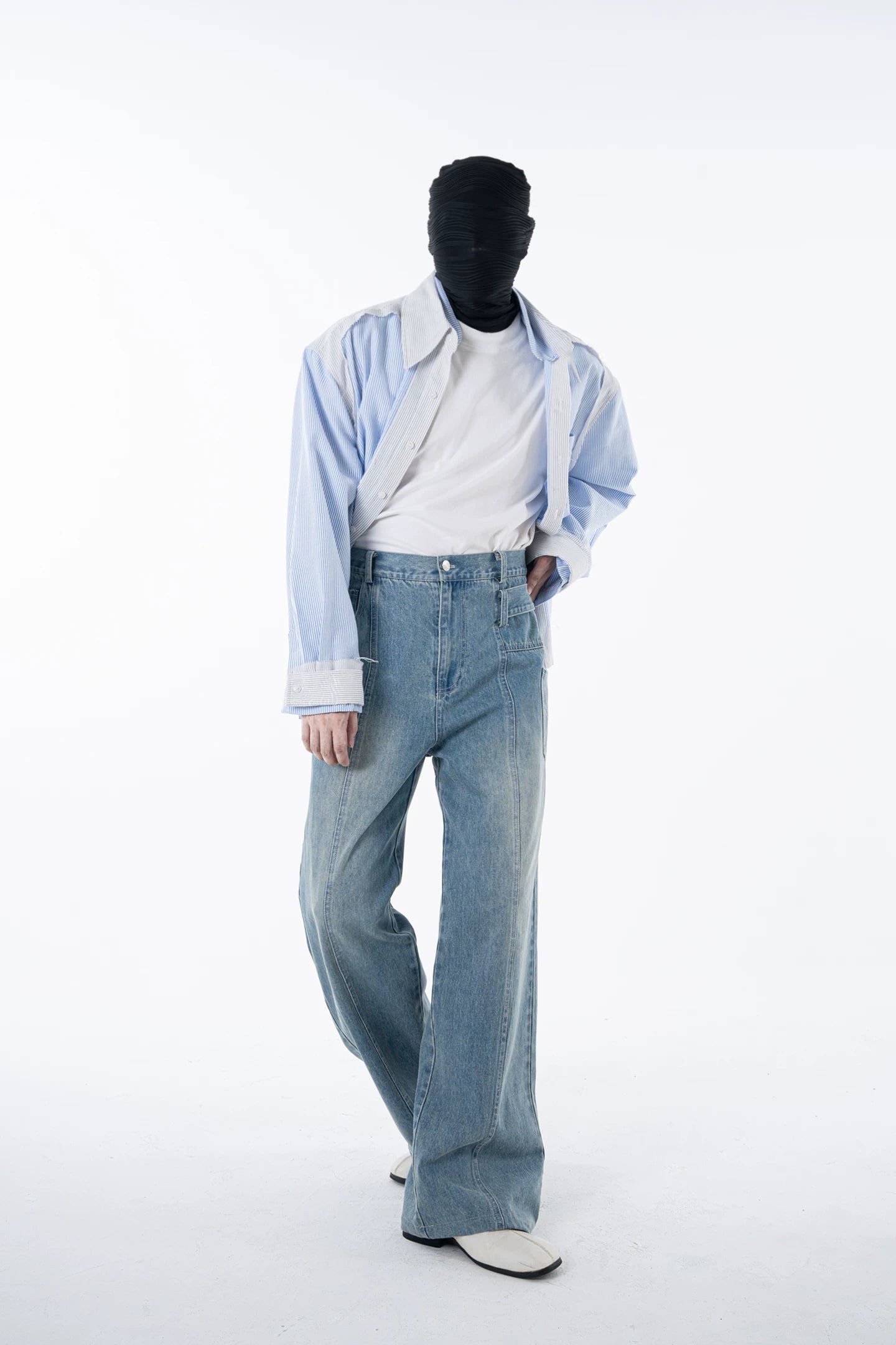 Skyline Panel Wide‑Leg Jeans