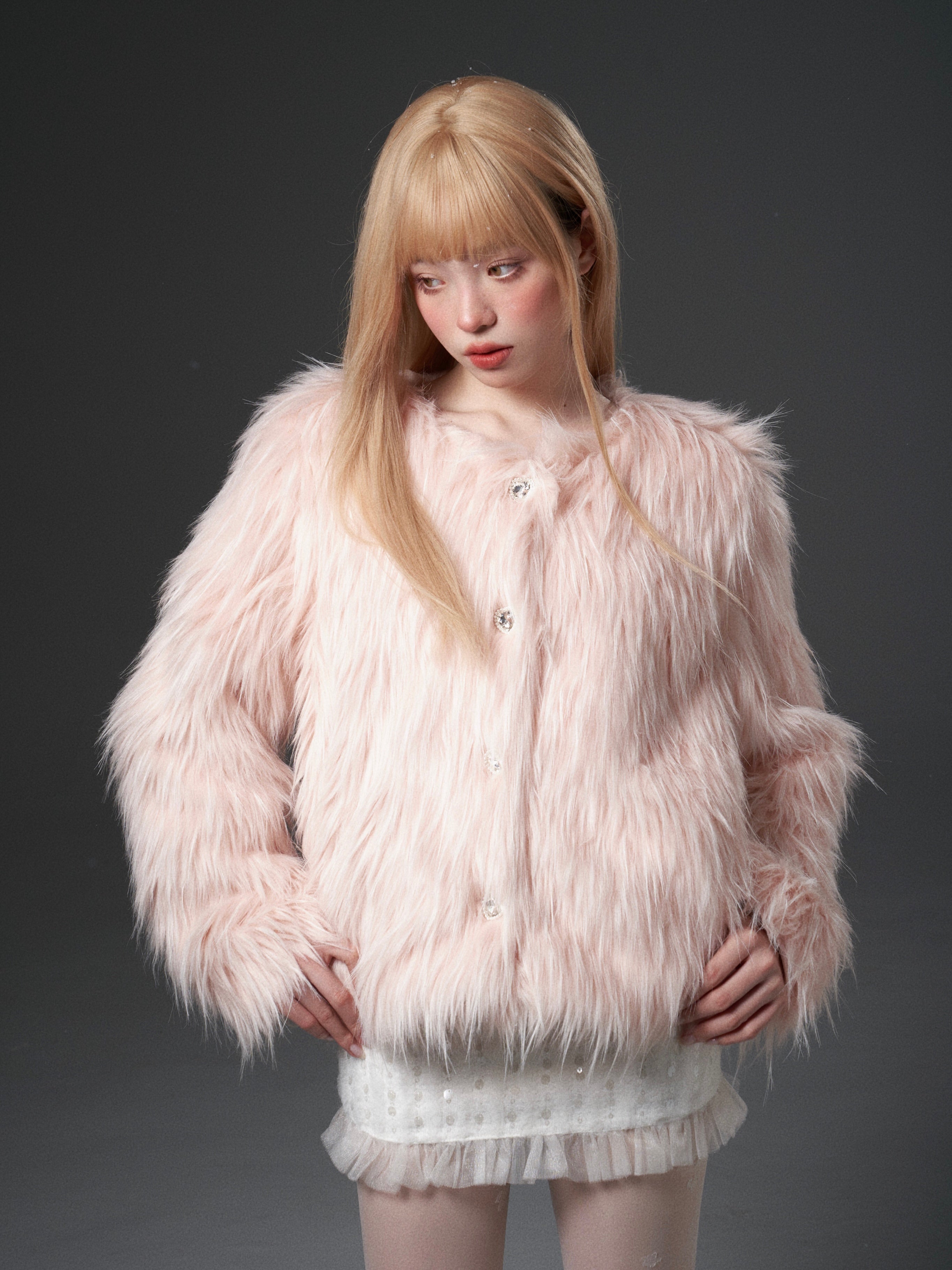 Pink Faux Fur Coat