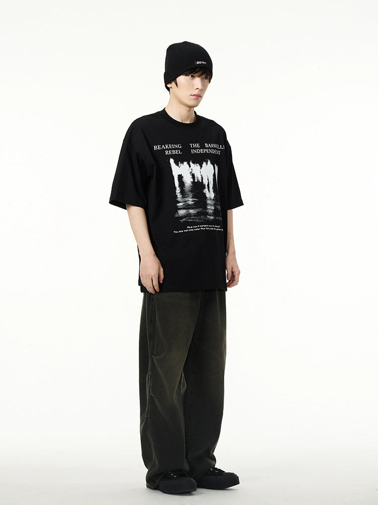 Oversized Crowd Graphic T-Shirt