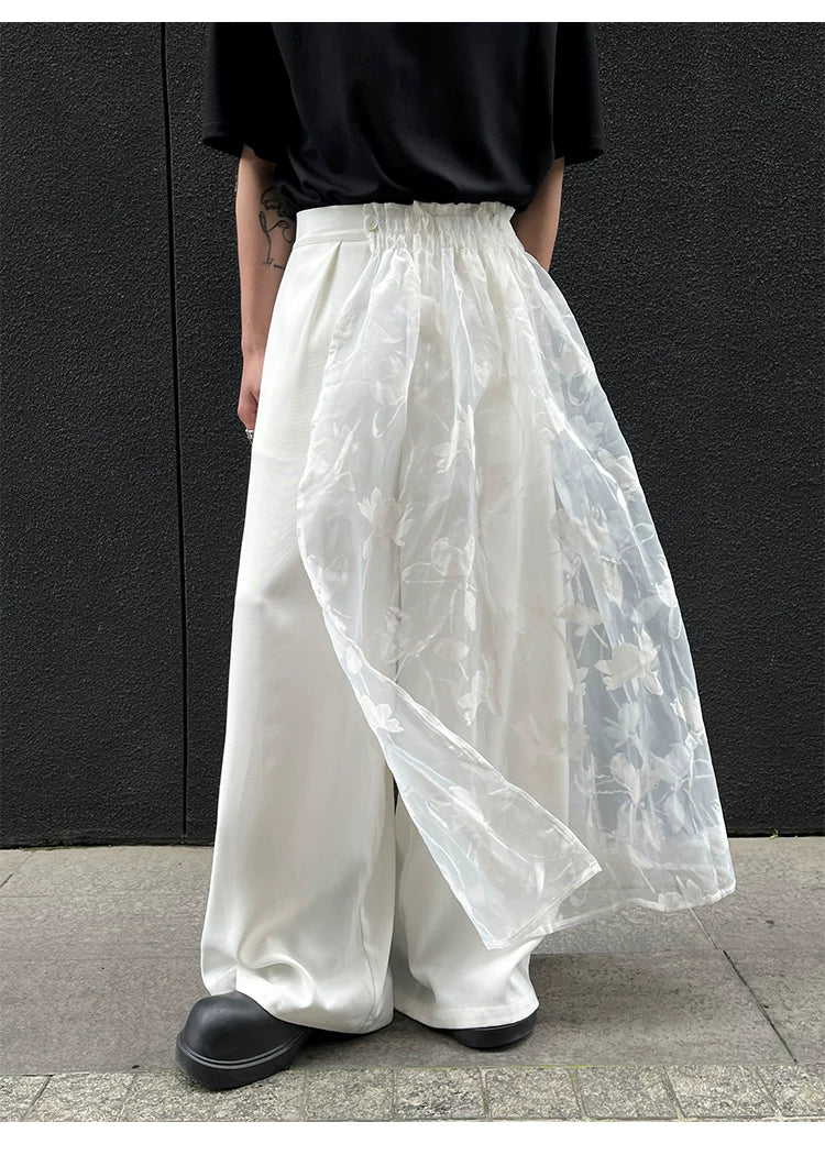 Ivory Veil Satin Train Trousers