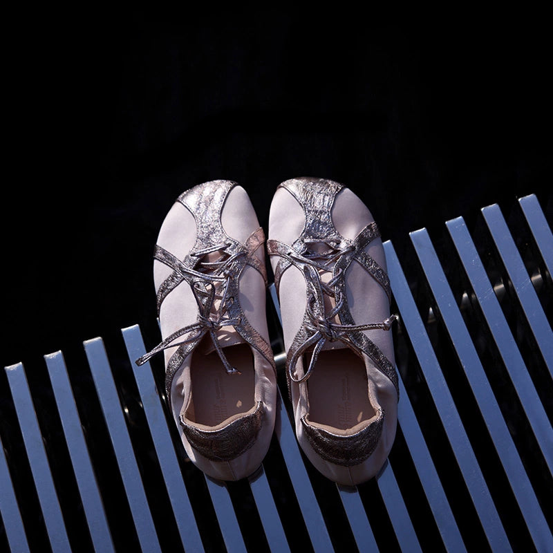 Metallic Lace-Up Sneakers with Shiny Trim