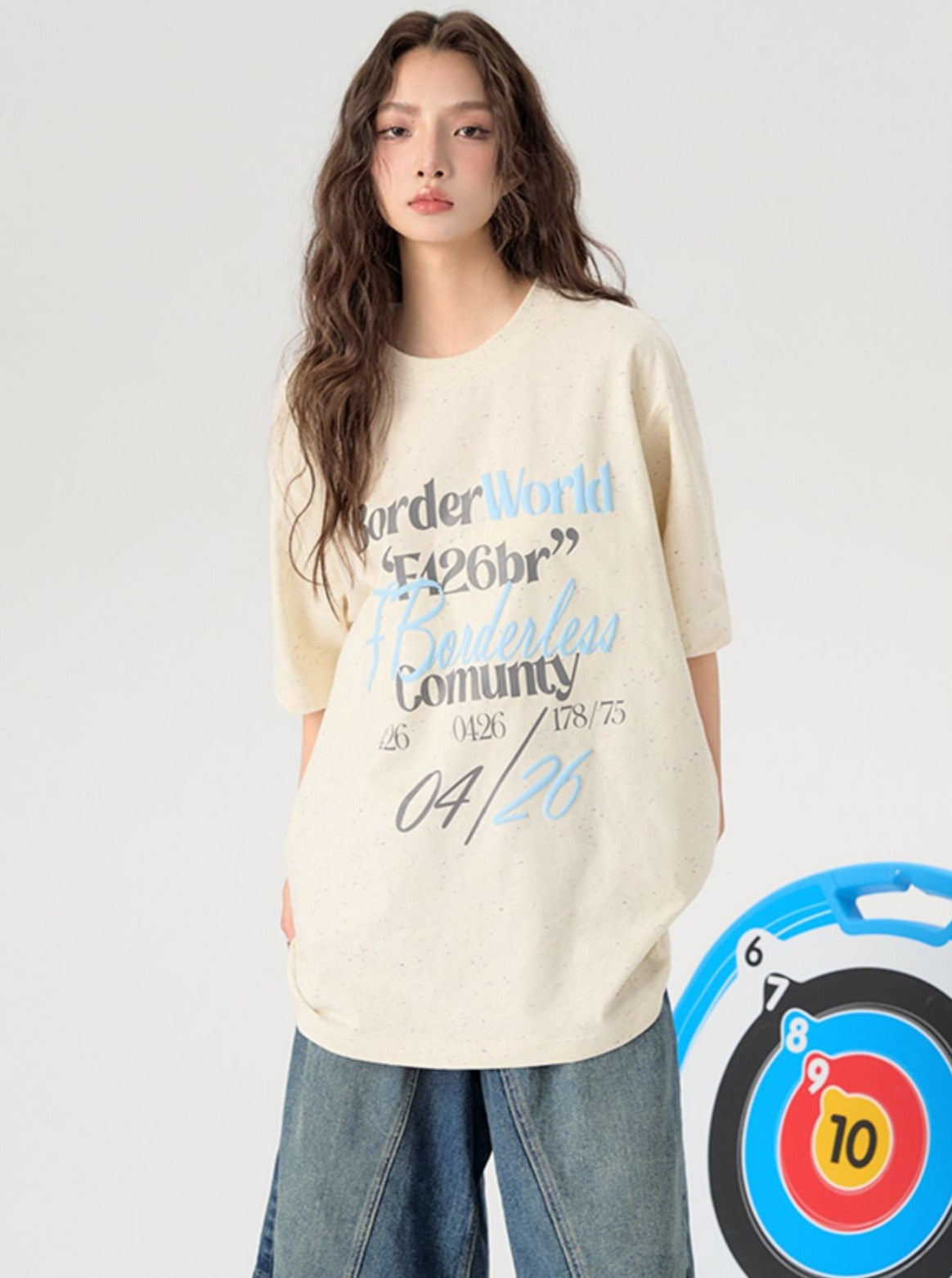 Casual Foam Letter Dot Print Tee - chiclara