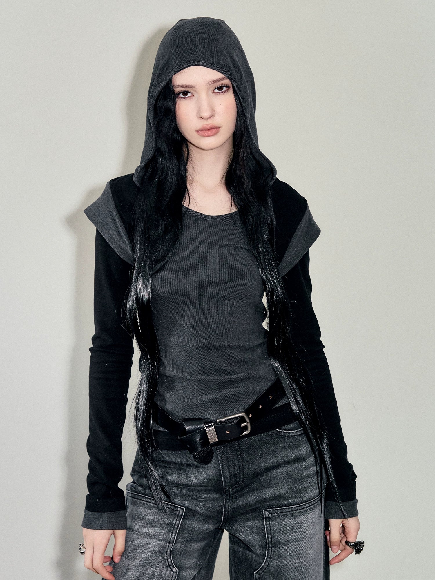 Two Layered Hooded Top