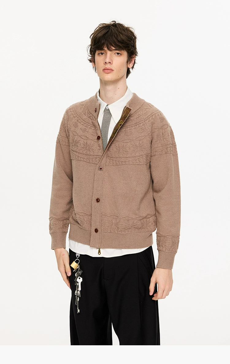 Jacquard Pattern Knit Cardigan