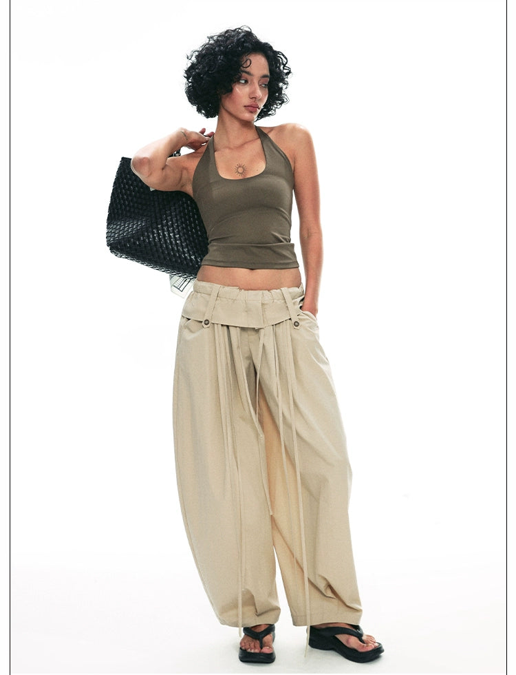 Wide-Leg Paper Bag Trousers