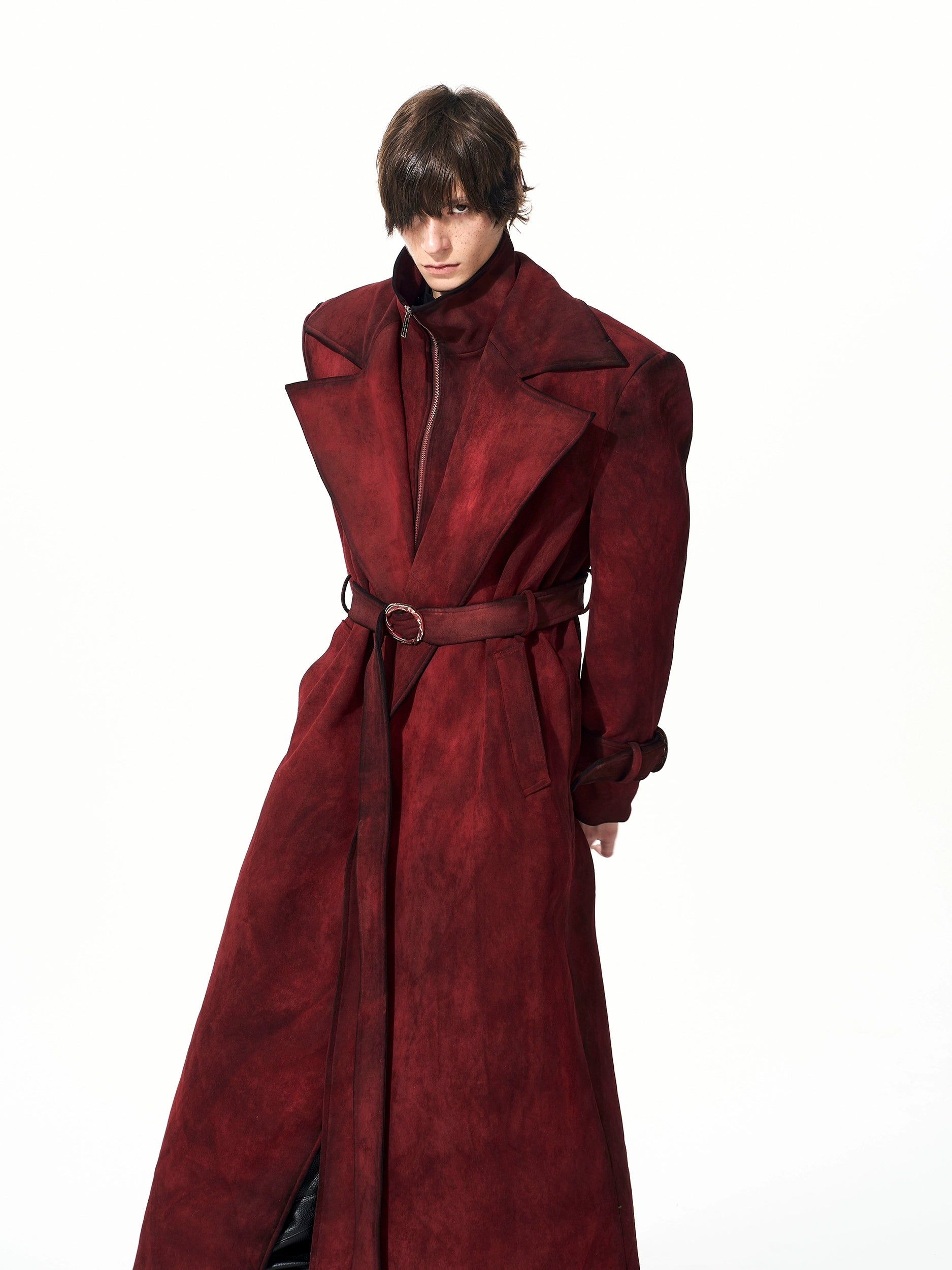 Crimson Warden Duster Trench Coat