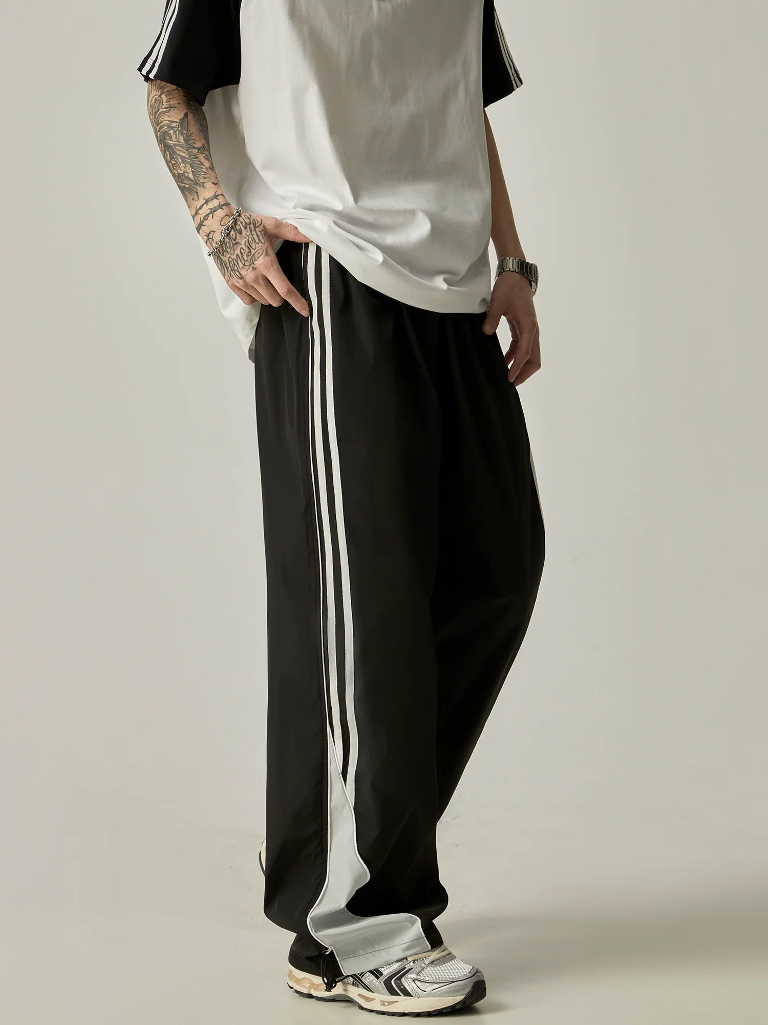 Wide-Leg Triple Stripe Track Pants